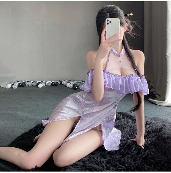 FEE ET MOI - Sexy Open-Back Straps Cheongsam (Purple) FEE ET MOI - Sexy Open-Back Straps Cheongsam (Purple)